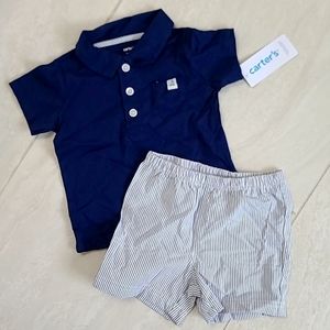 NWT Carter's 2pc Navy shorts & shirt set, 12M